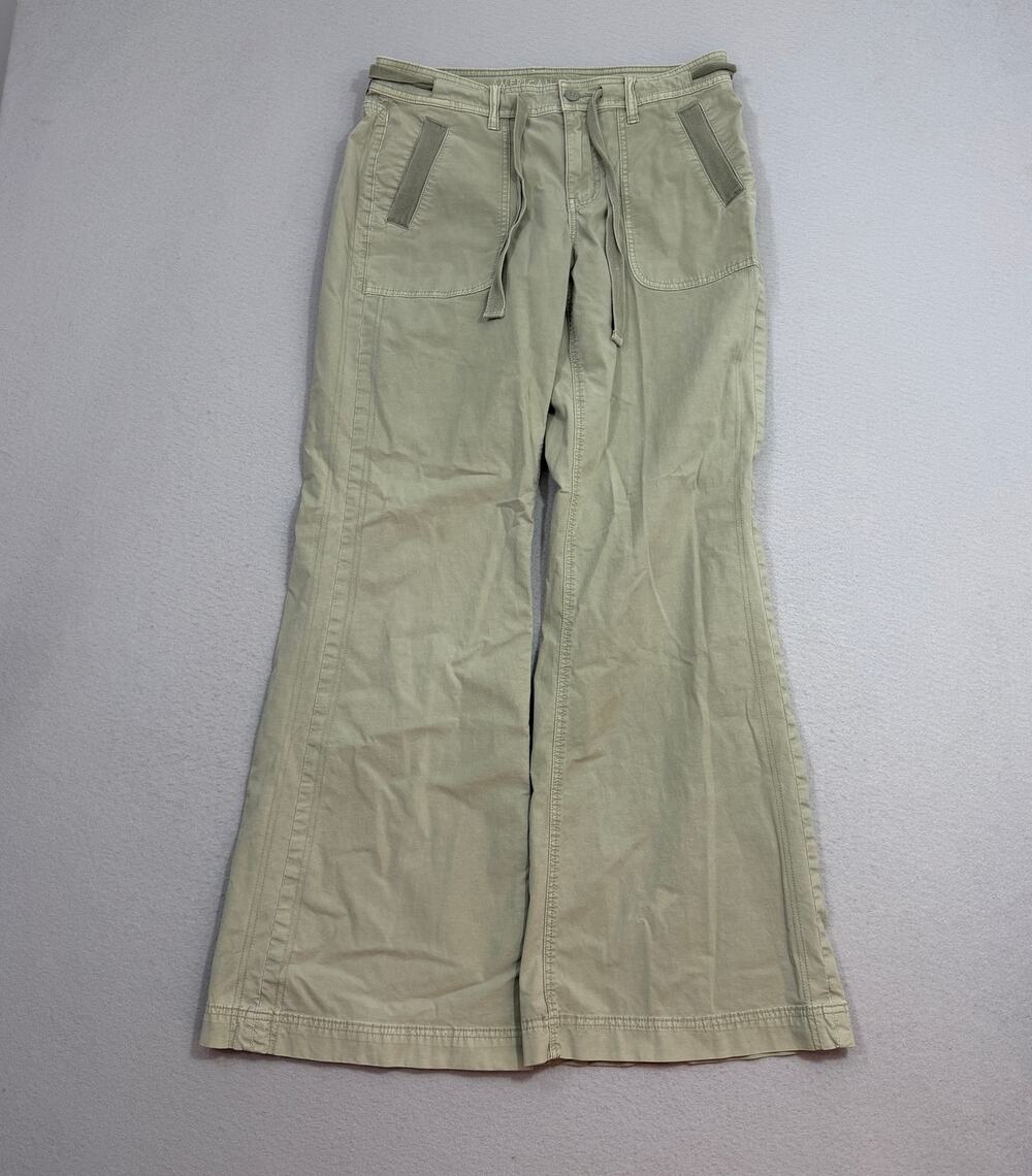 American Eagle Flare Cargo Pants Women's 8 (Fits 34x32) Baggy y2k Low Rise
